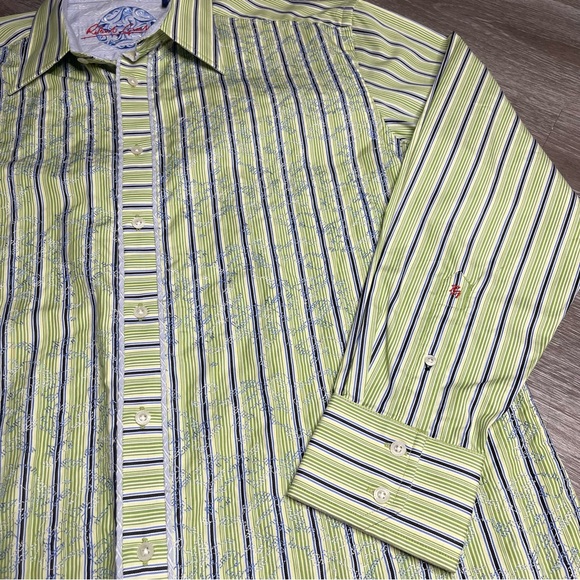 Robert Graham Green Embroidered Contrast Cuff Size XL - Picture 6 of 10